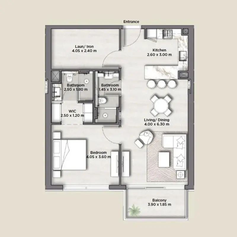 1 Bedroom apartments - Riviera Lodge floor plan