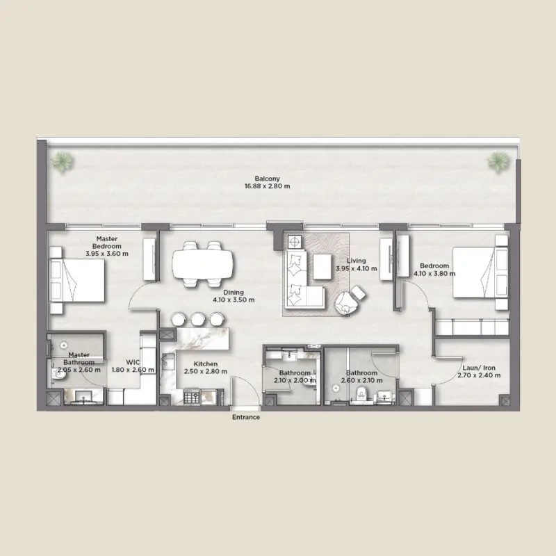 2 bedroom floor plan