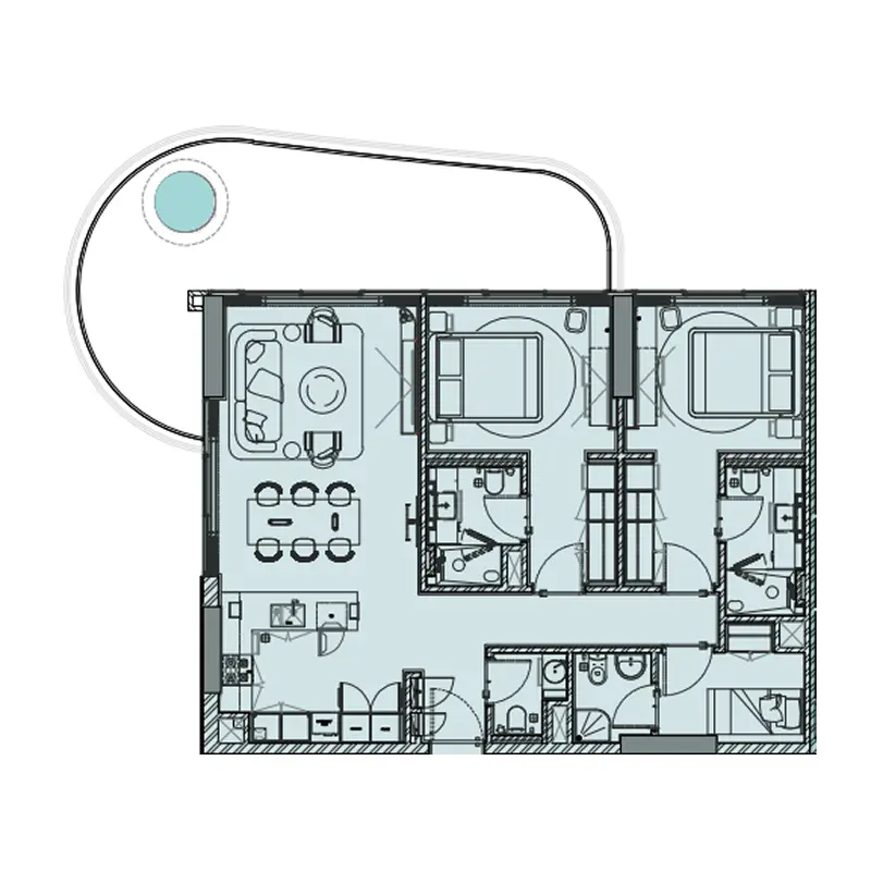 2 bedroom Apartments -  Beach Walk Grand 2 floor plan