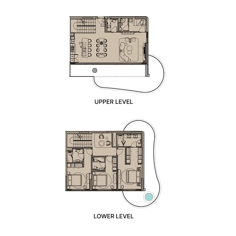 3 bedroom Duplex -  Beach Walk Grand 2 floor plan