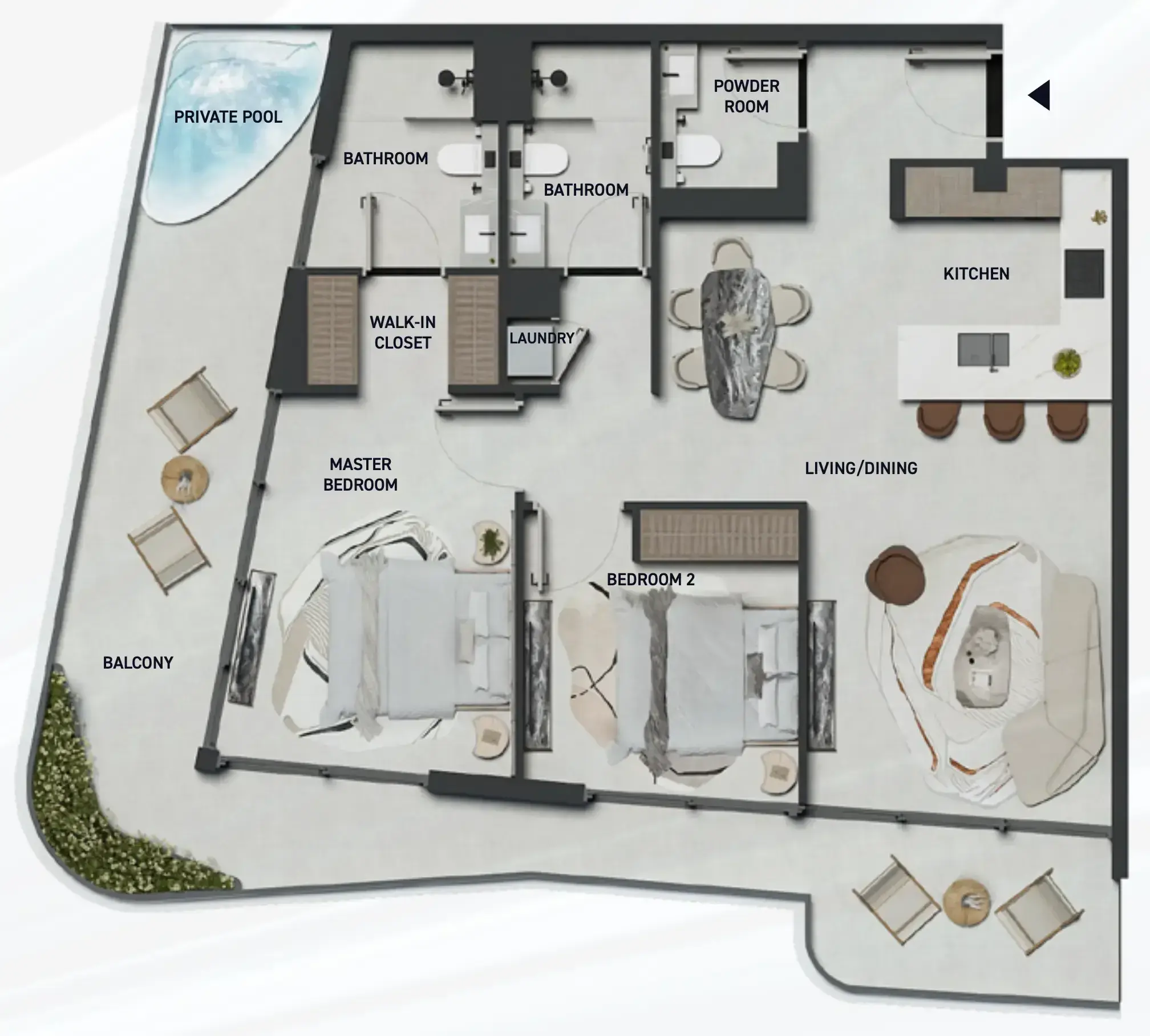 2 Bedrooms apartments - Hadley Heights 2 floor plan