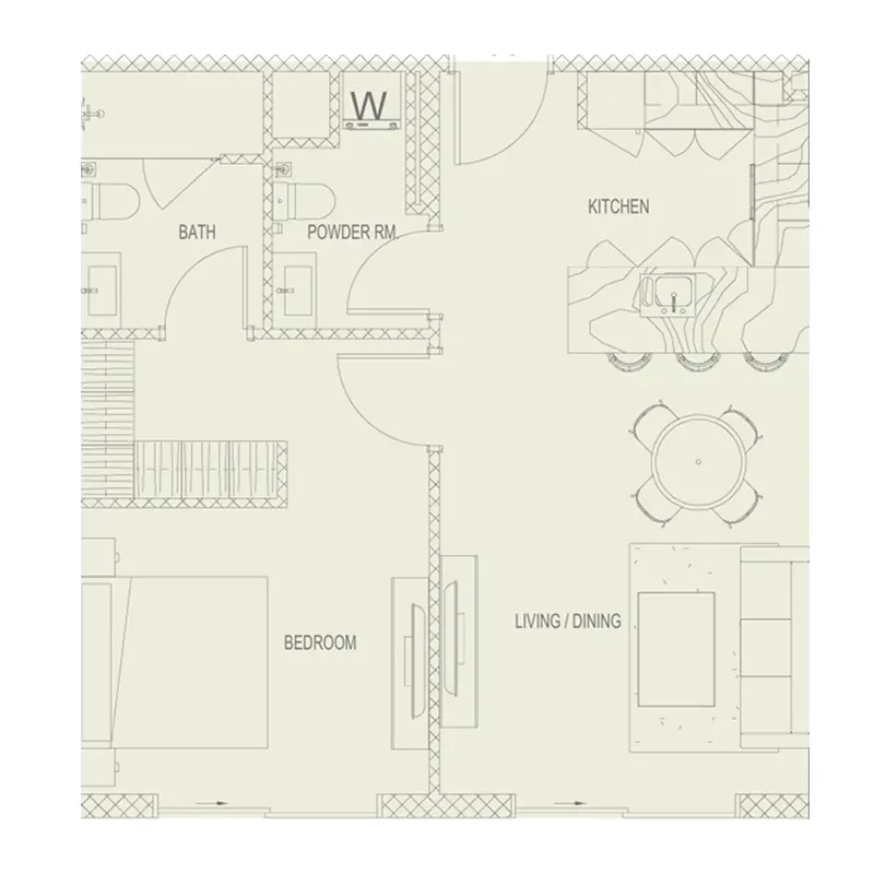 1 bedroom Apartments -  Hadley Heights 2 floor plan