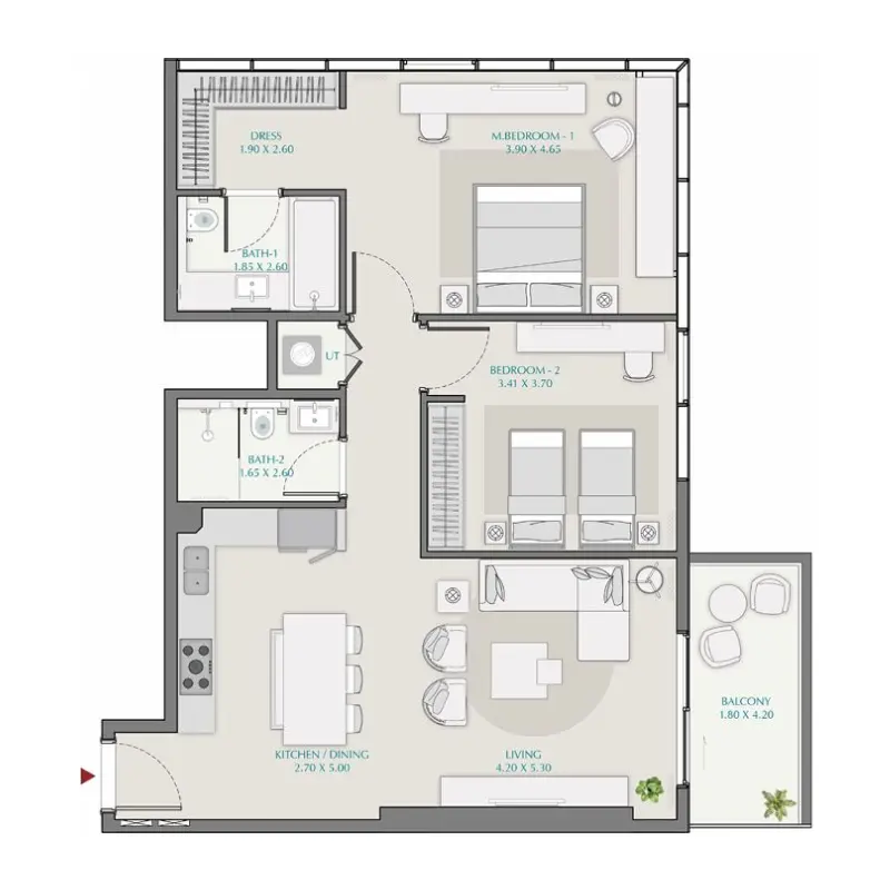 2 bedroom floor plan