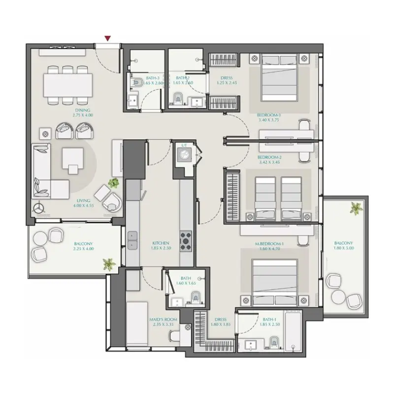 3 bedroom floor plan