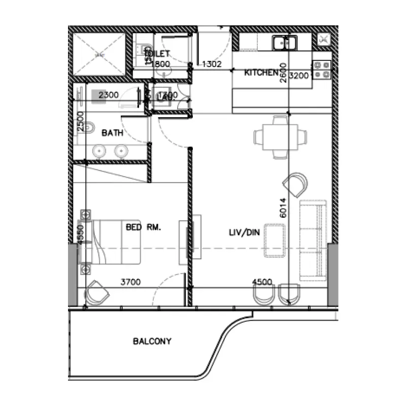 1 bedroom floor plan