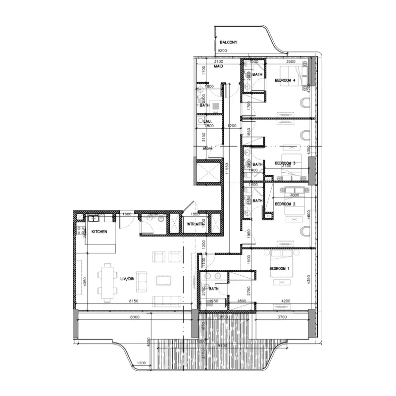 4 bedroom floor plan