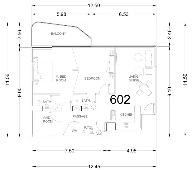 2 Bedrooms apartments - Whitecliffs Residences floor plan