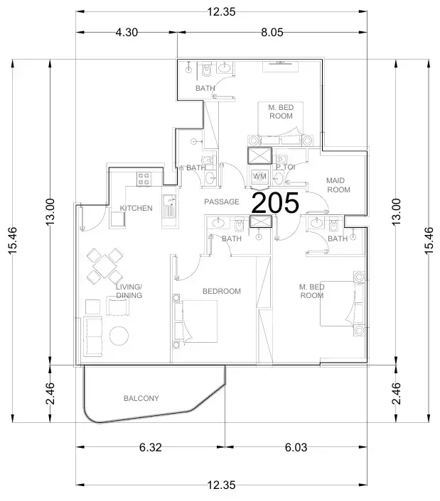3 Bedrooms apartments - Whitecliffs Residences floor plan