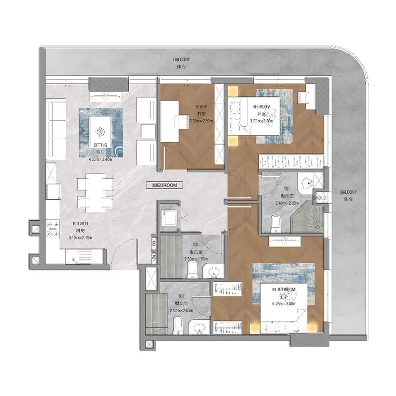 2,5 bedroom floor plan