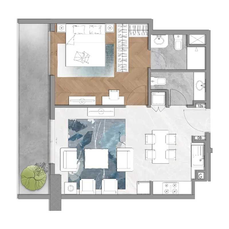 1 bedroom floor plan