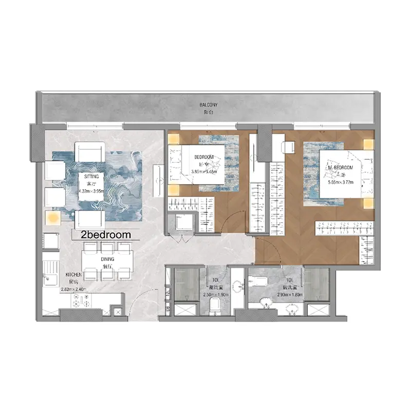 2 bedroom floor plan