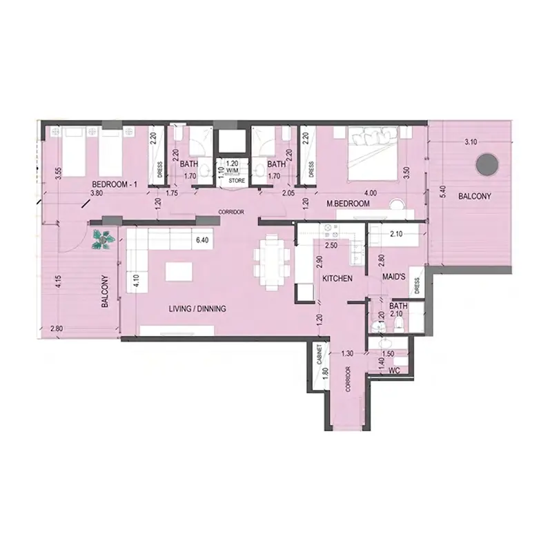 2 bedroom Apartments -  Celia Gardens floor plan