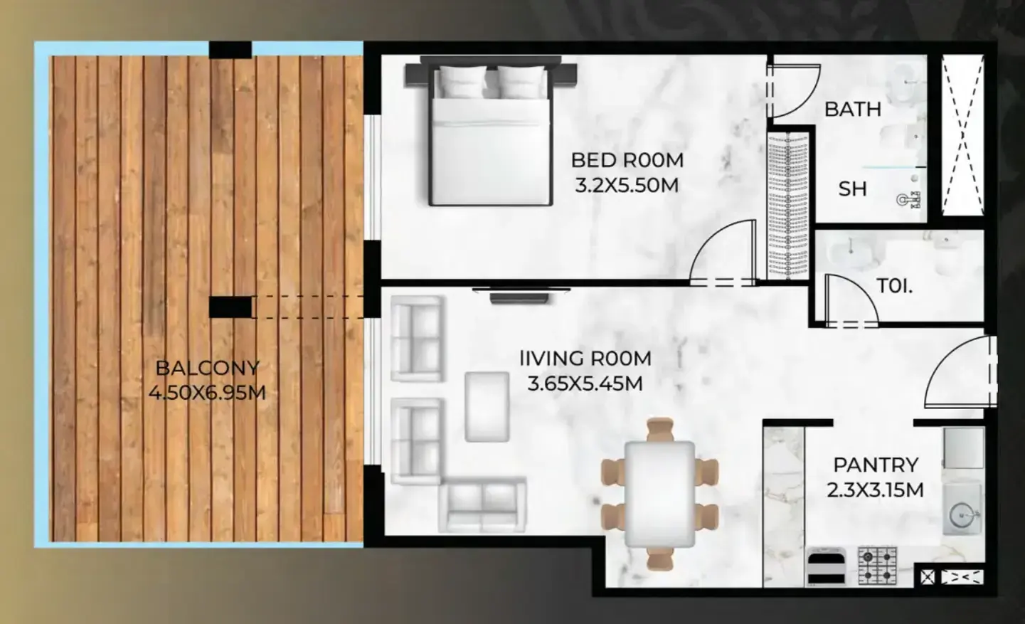 1 Bedroom apartments - Lumina Vista floor plan