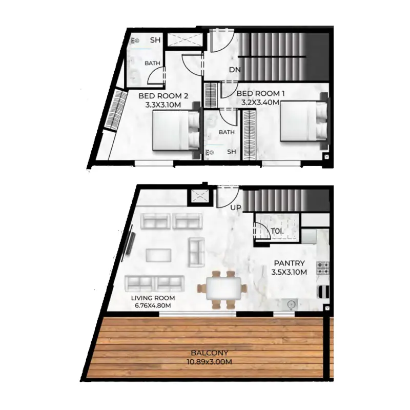 2 bedroom floor plan