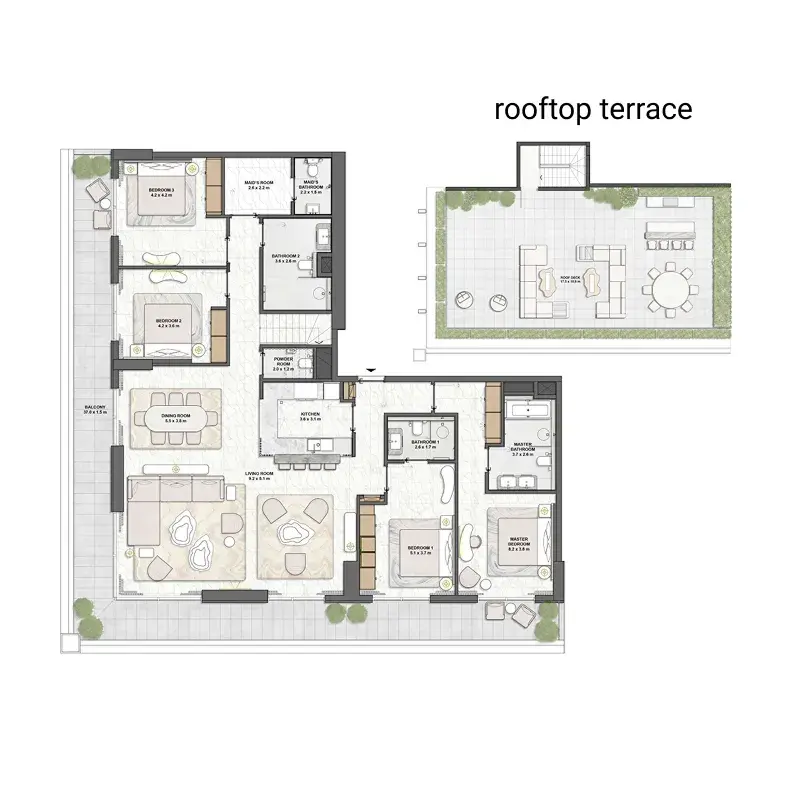 4 Bedrooms penthouse - Saria floor plan