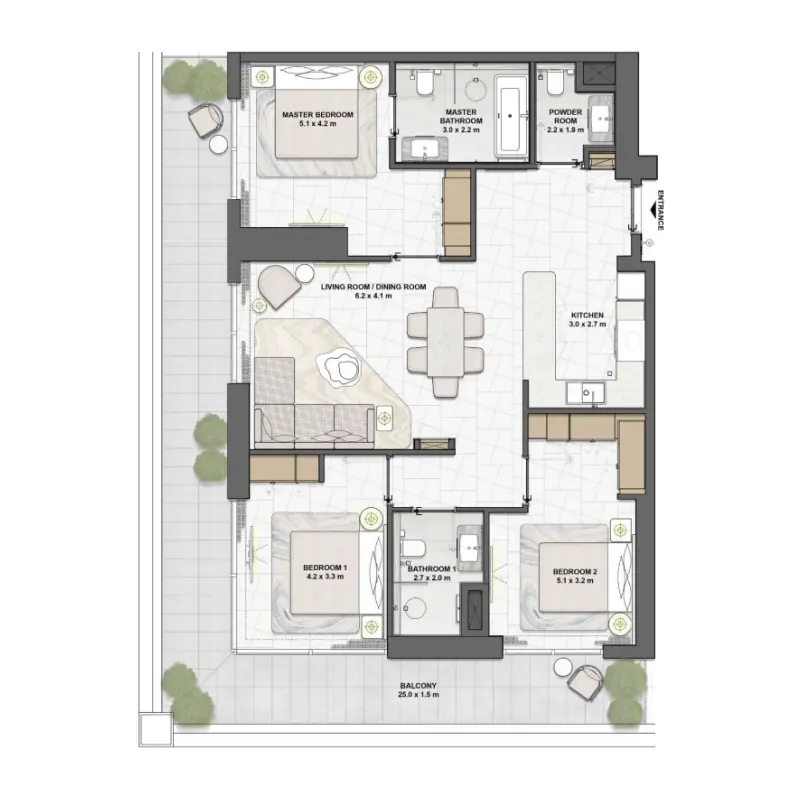 3 bedroom floor plan