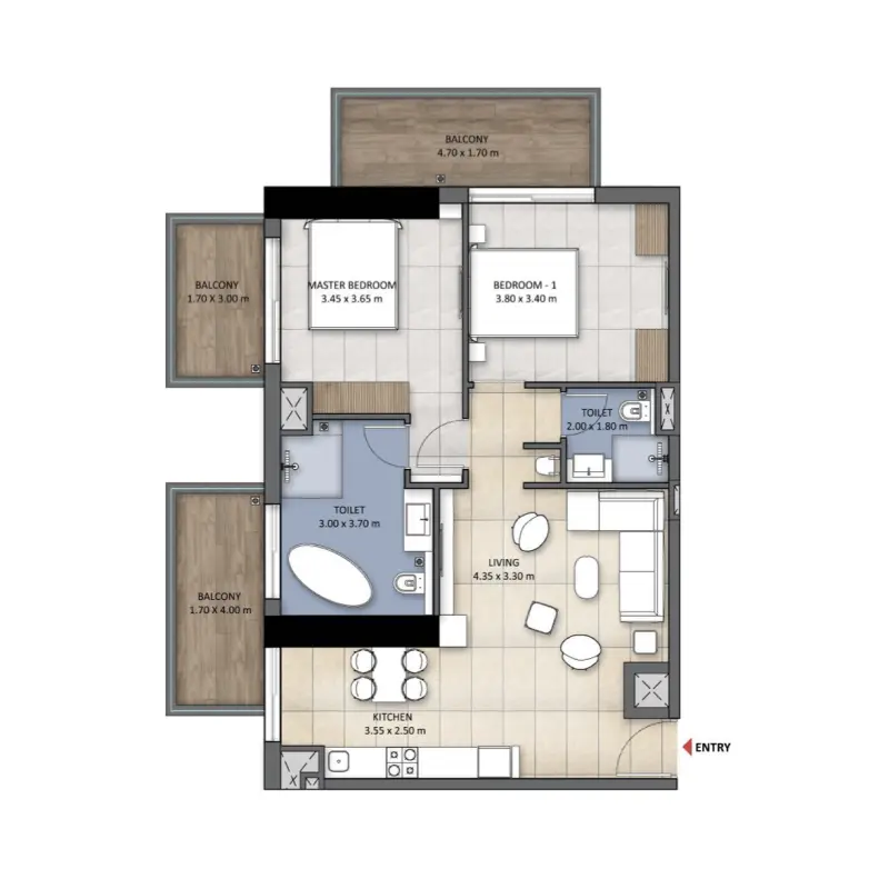 2 bedroom floor plan