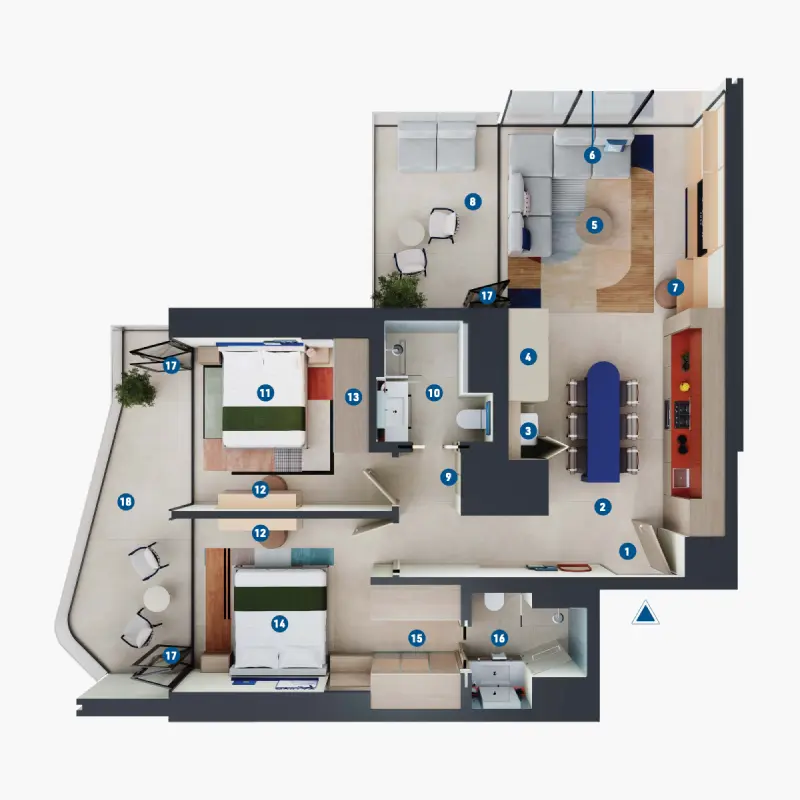 2 bedroom floor plan
