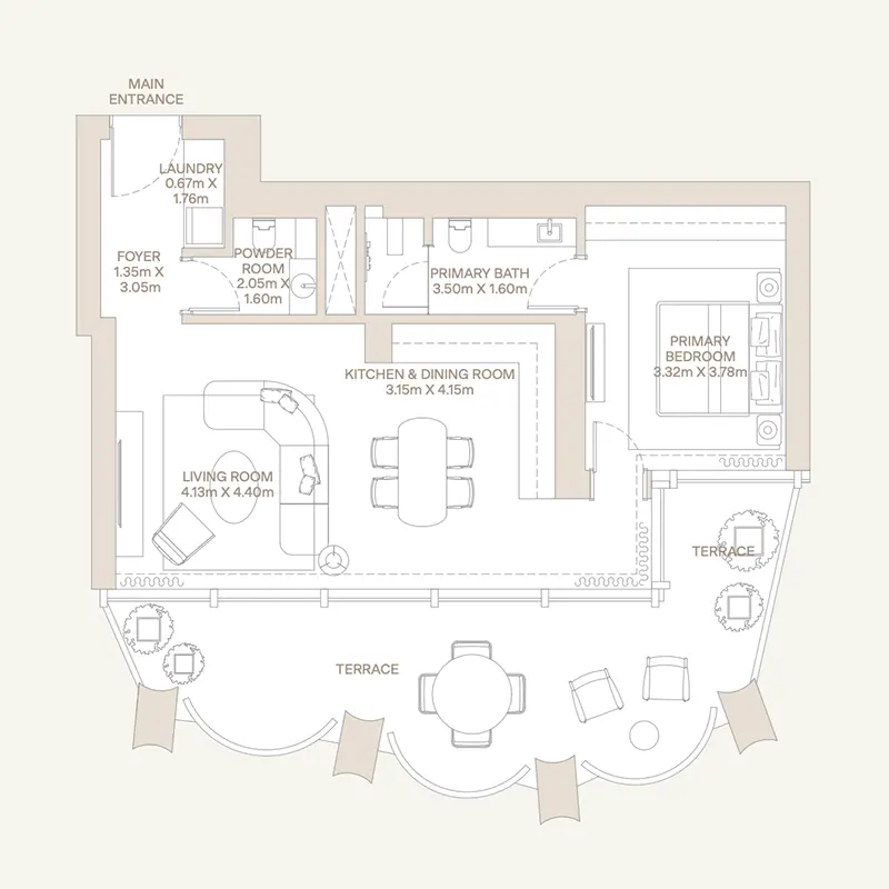 1 bedroom Apartments -  Eden House Za’abeel floor plan