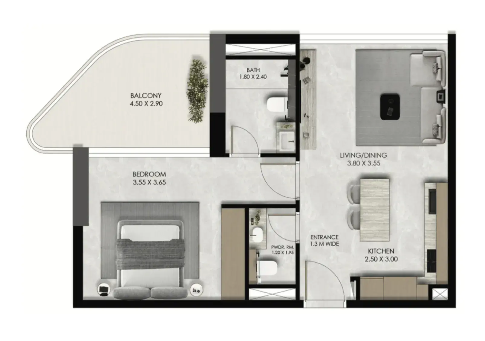 1 Bedroom apartments - Verano by Prescott floor plan