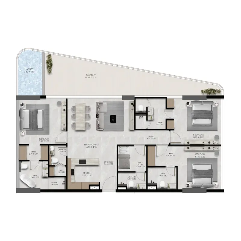 3 bedroom floor plan