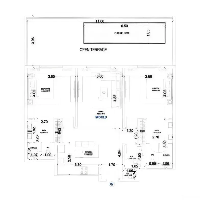 2 bedroom floor plan