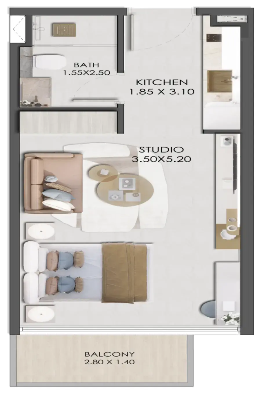 Studio apartments - Legado by Prescott floor plan
