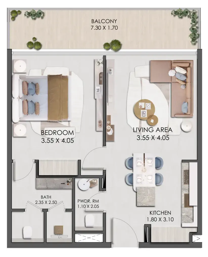 1 Bedroom apartments - Legado by Prescott floor plan