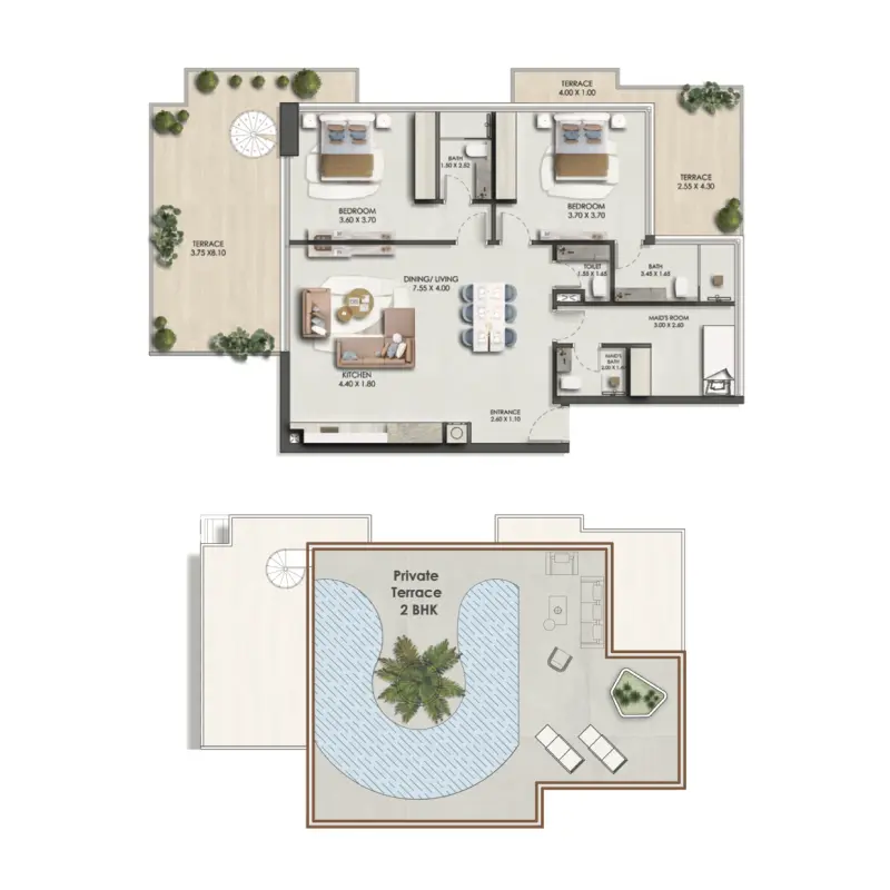 2 bedroom floor plan