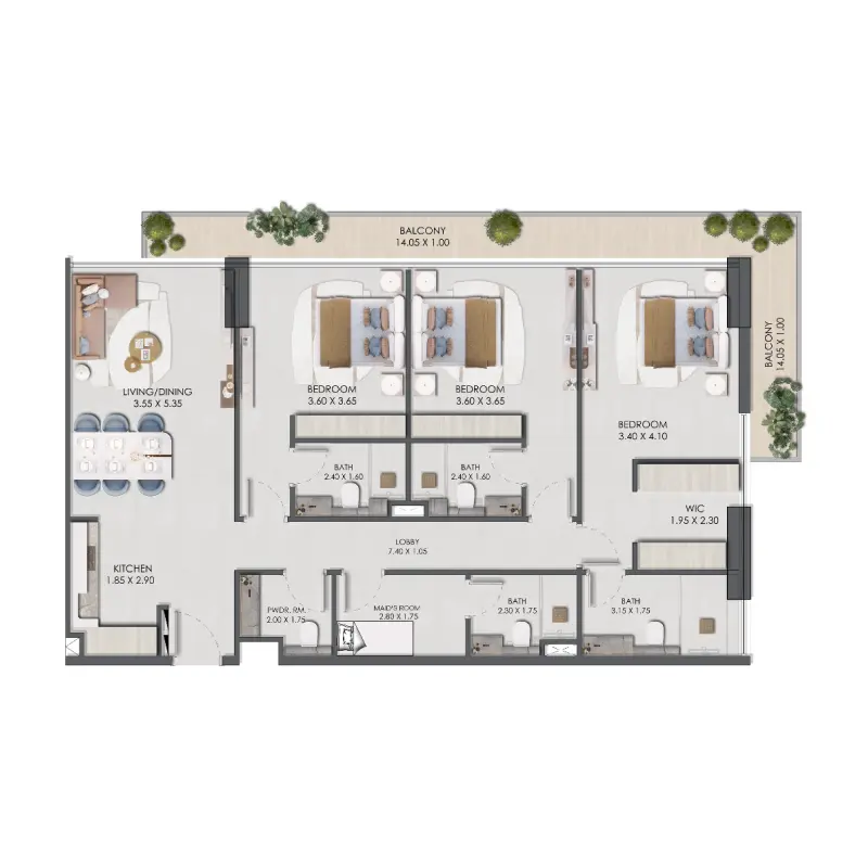 3 bedroom floor plan