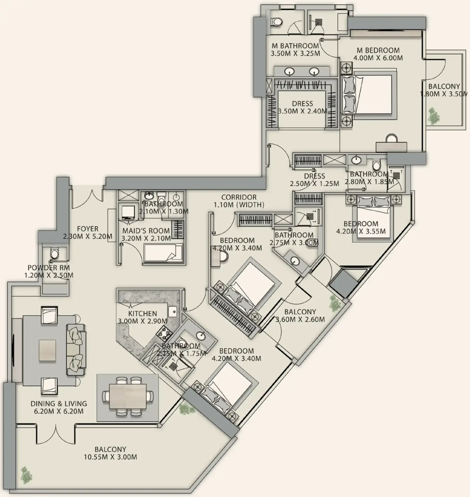 4.5 bedrooms penthouse - Velor Penthouses floor plan