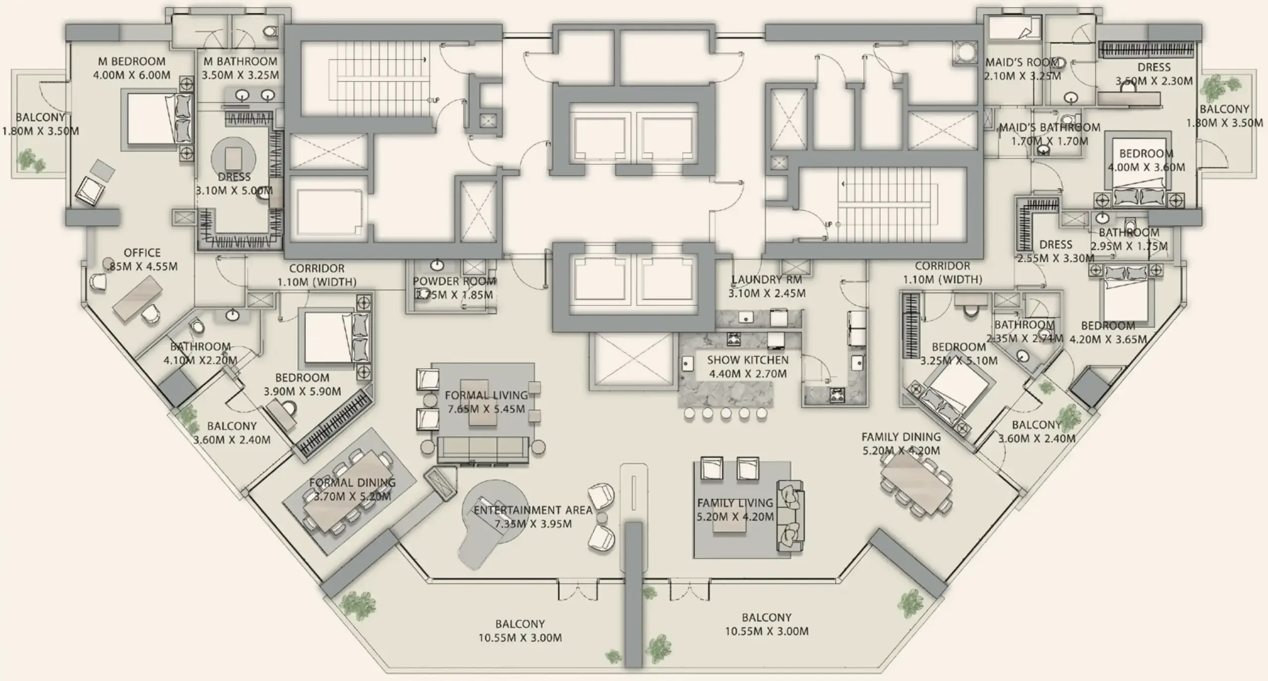 5.5 bedrooms penthouse - Velor Penthouses floor plan