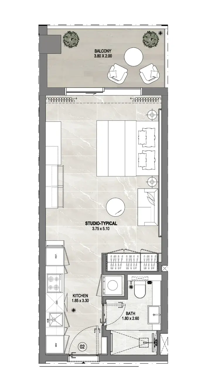Studio apartments - Gharbi 1 Residences floor plan