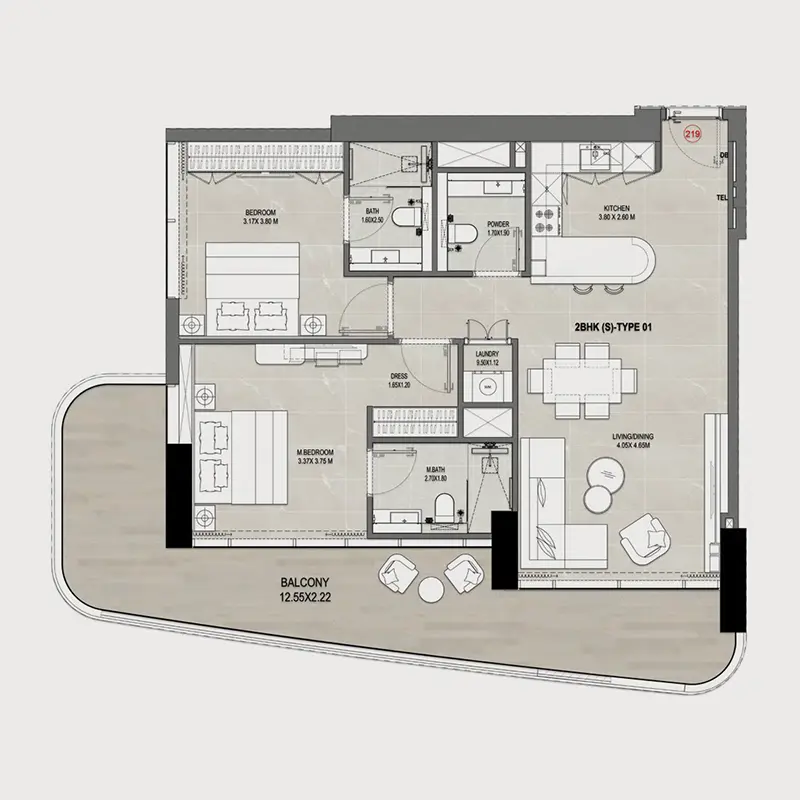 2 bedroom Apartments -  Rabdan Gates floor plan