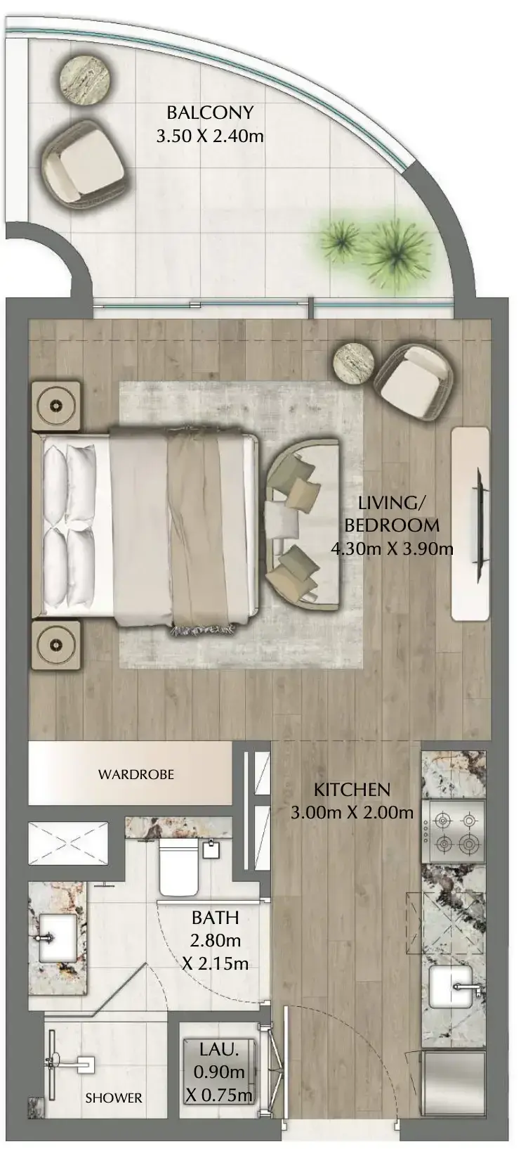 Studio apartments - One Residence floor plan