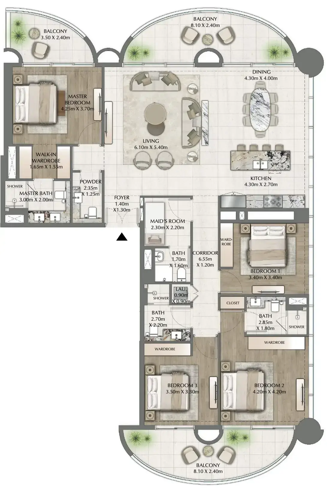 4 Bedrooms apartments - One Residence floor plan