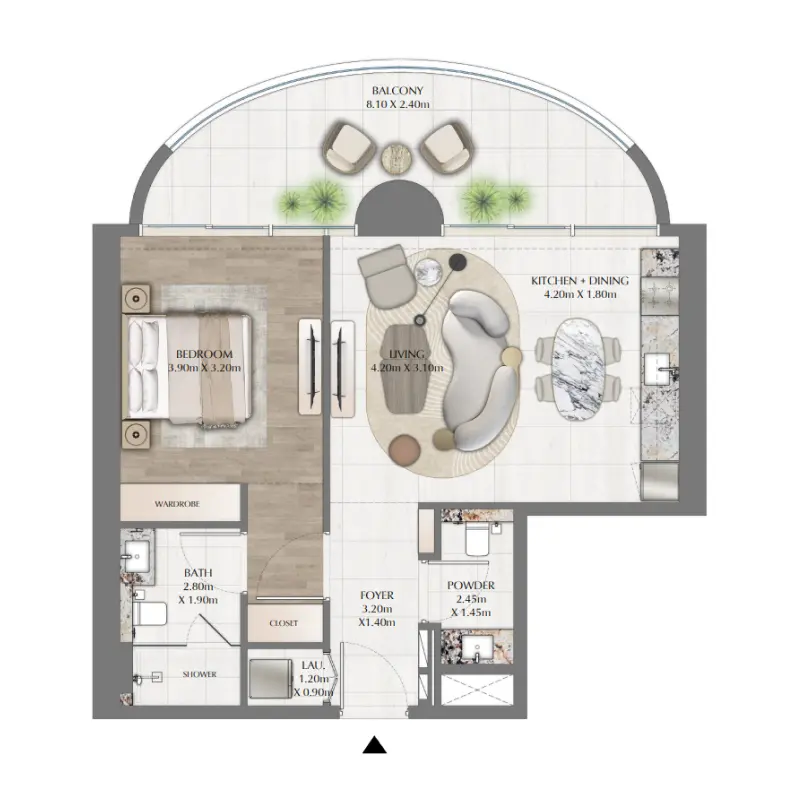 1 bedroom floor plan