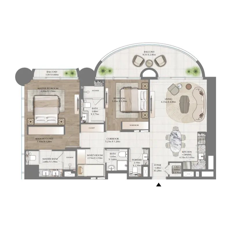 2 bedroom floor plan
