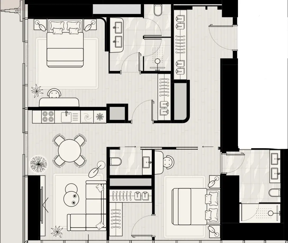 2 Bedrooms apartments - LIV Maritime floor plan
