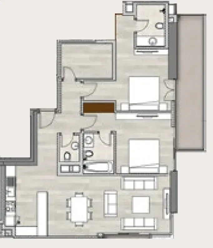 2 Bedrooms apartments - LIV Residence floor plan