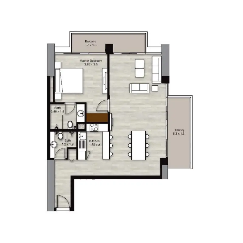 1 bedroom floor plan