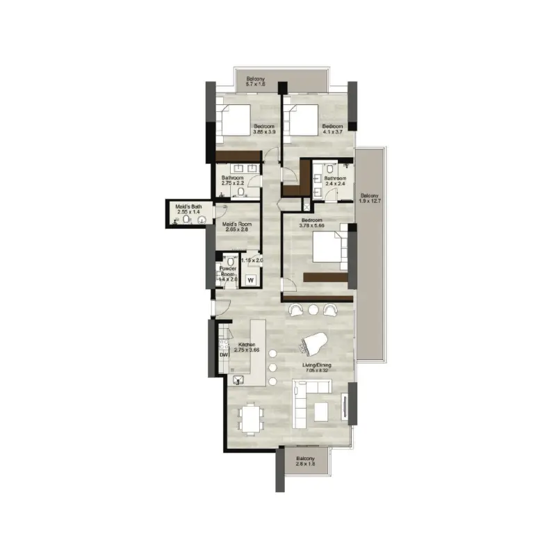 3 bedroom floor plan