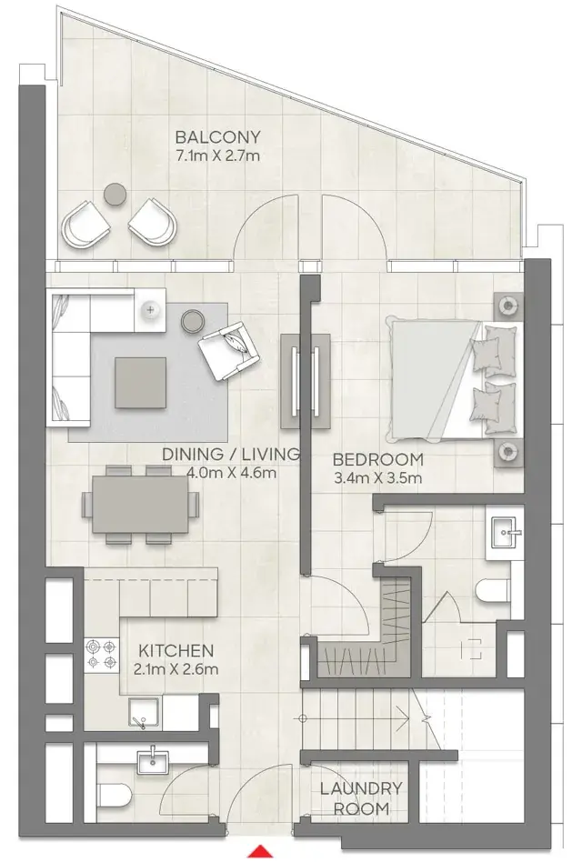 2 Bedrooms apartments - LIV Marina floor plan