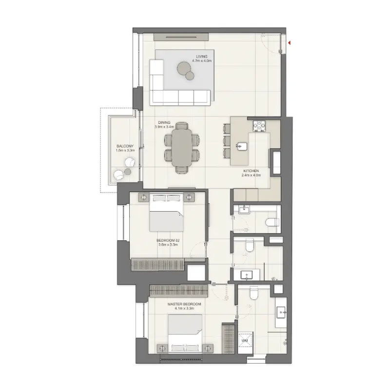 2 bedroom floor plan