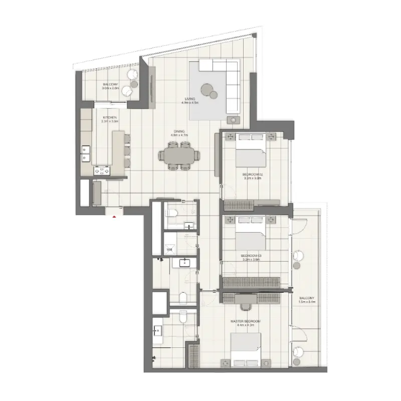 3 bedroom floor plan