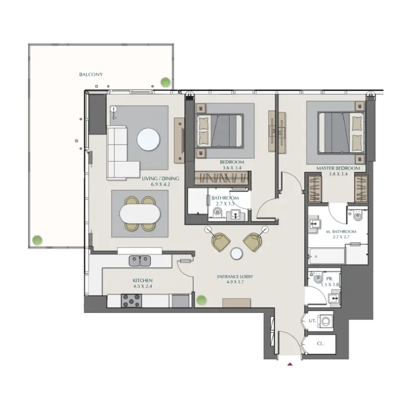 2 bedroom floor plan