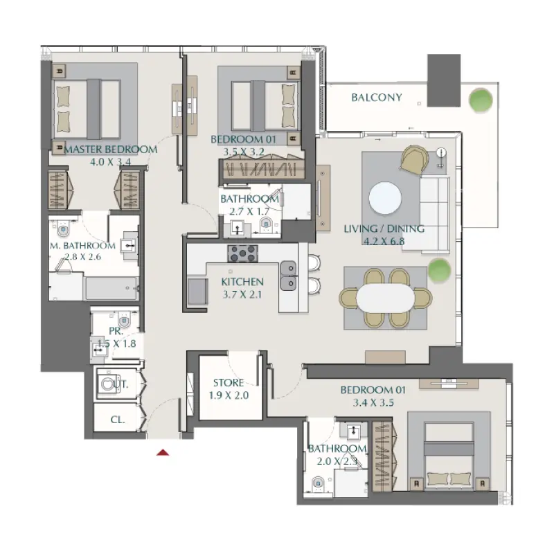 3 bedroom floor plan