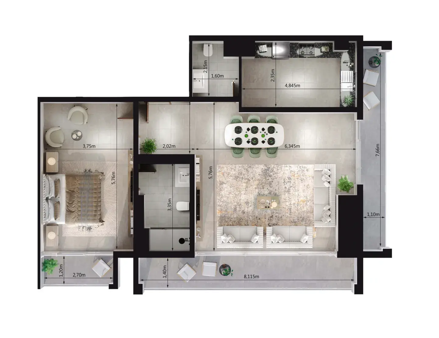 1 Bedroom apartments - Uniestate Millennium Tower floor plan