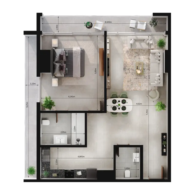 1 bedroom floor plan