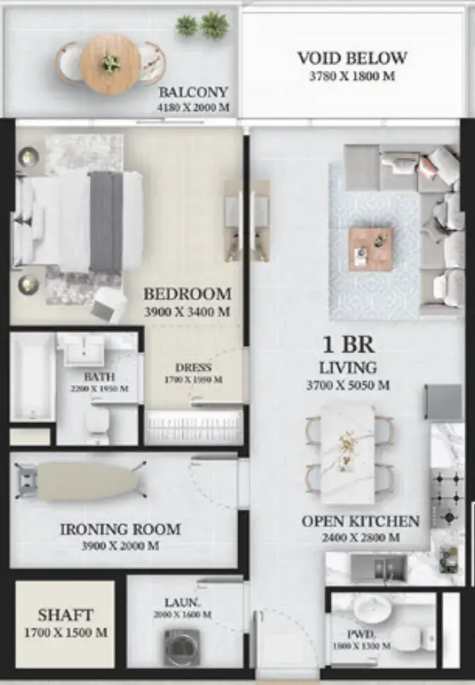 1 Bedroom apartments - Wellington Ocean floor plan